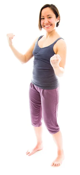 Woman punching the air — Stock Photo, Image