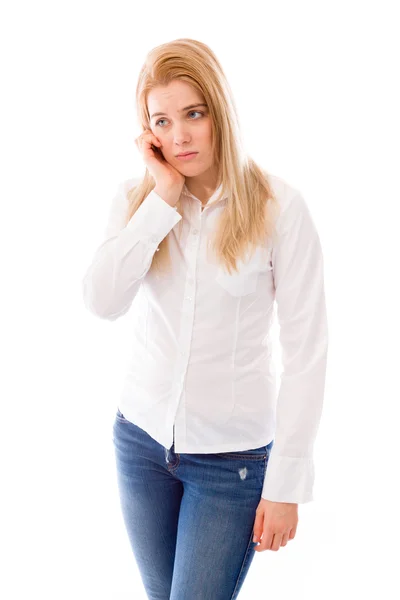 Woman looking worried — Stock Photo, Image