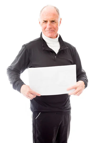 Hombre mostrando un cartel en blanco — Foto de Stock