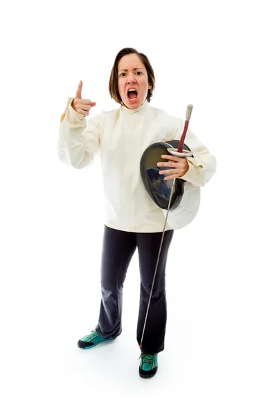 Fencer scolding — Stock Photo, Image