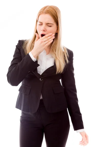 Деловая женщина зевает — стоковое фото
