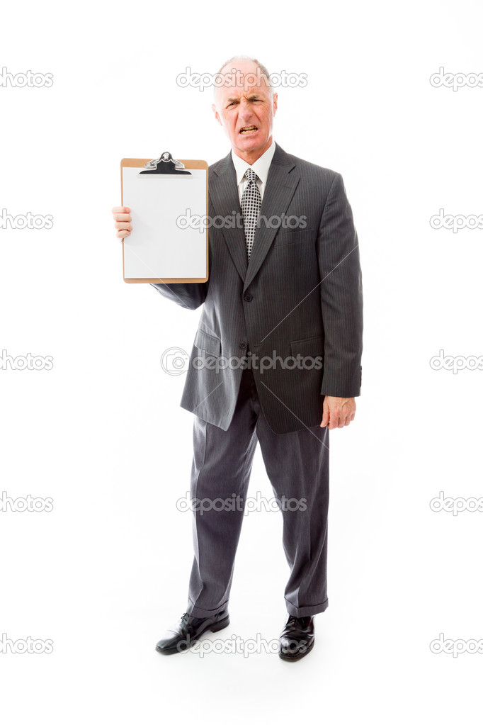 Businessman showing a clipboard