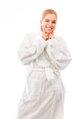 kadın gösteren gülen yüz