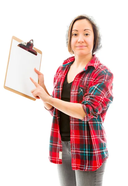 Žena zobrazeno schránka — Stock fotografie