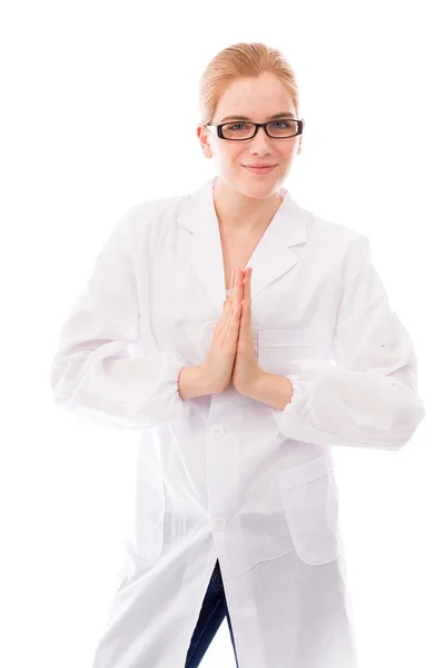 Scienziato in posizione di preghiera — Foto Stock