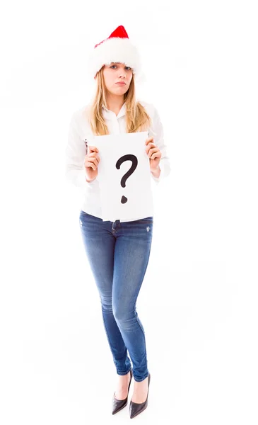 Woman showing question mark — Stock Photo, Image