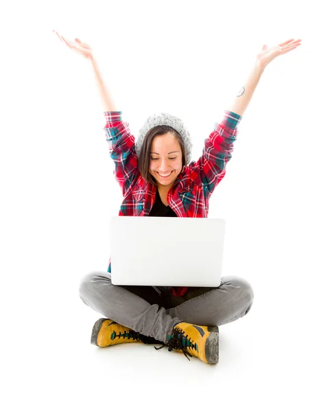 Woman using laptop — Stock Photo, Image