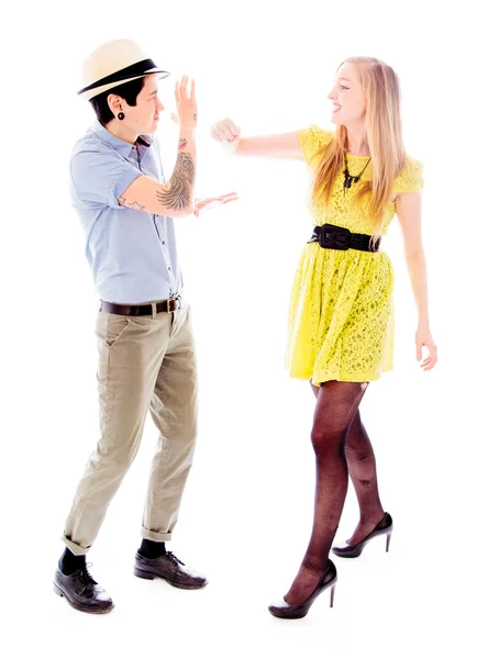 Couple fighting to each other — Stock Photo, Image