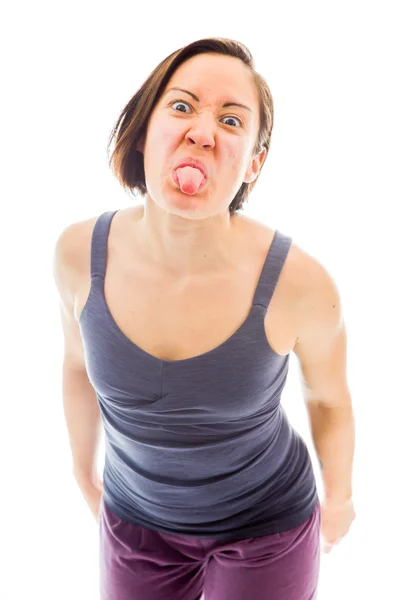 Mujer sacando la lengua — Foto de Stock