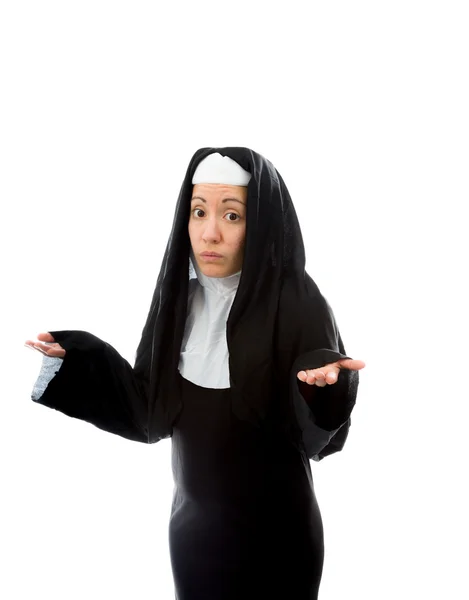 Монахиня пожимает плечами — стоковое фото