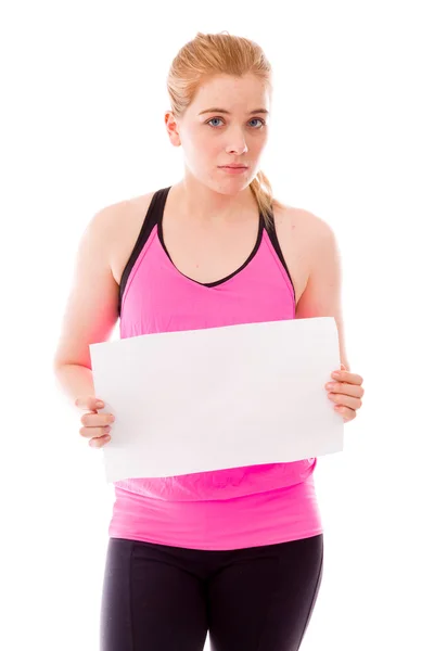 Mulher com Placard em Branco — Fotografia de Stock