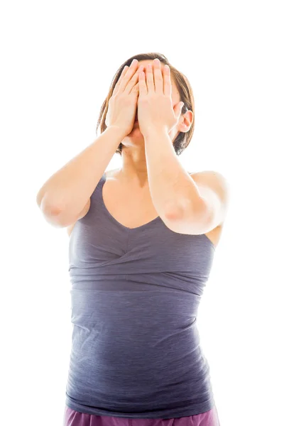 Mujer ocultando cara — Foto de Stock