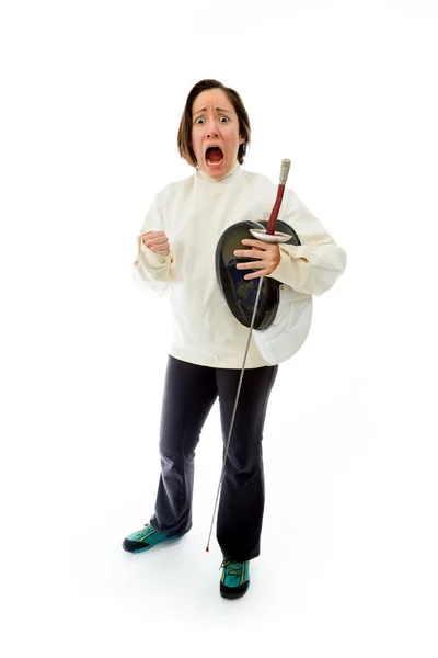 Fencer looking scared — Stock Photo, Image