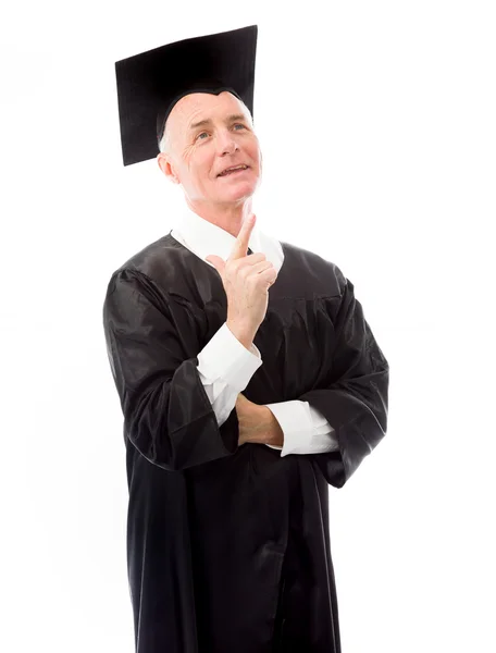 Graduate pointing upward — Stock Photo, Image