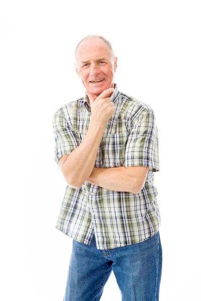 Man with hand on chin — Stock Photo, Image