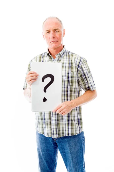 Man with question mark sign — Stock Photo, Image