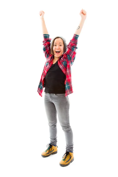 Woman with arms raised — Stock Photo, Image