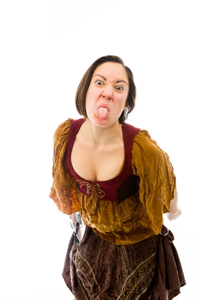 Vrouw tong uitsteekt — Stockfoto