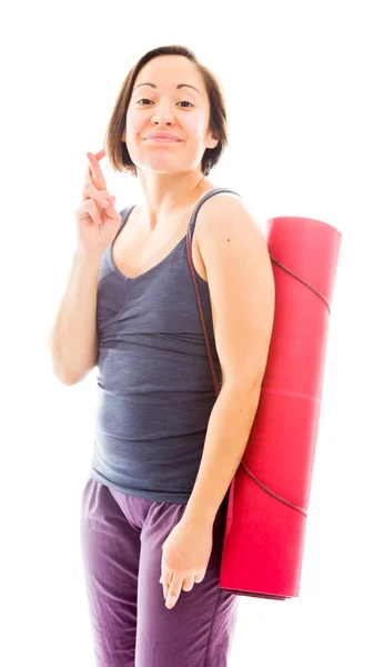 Mujer con dedos cruzados — Foto de Stock