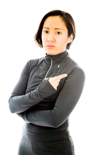 Woman showing something — Stock Photo, Image