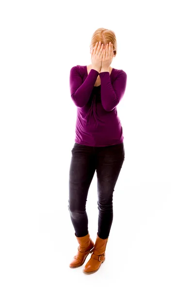 Mujer cubriendo su cara —  Fotos de Stock