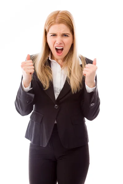 Businesswoman shouting in frustration — Stock Photo, Image