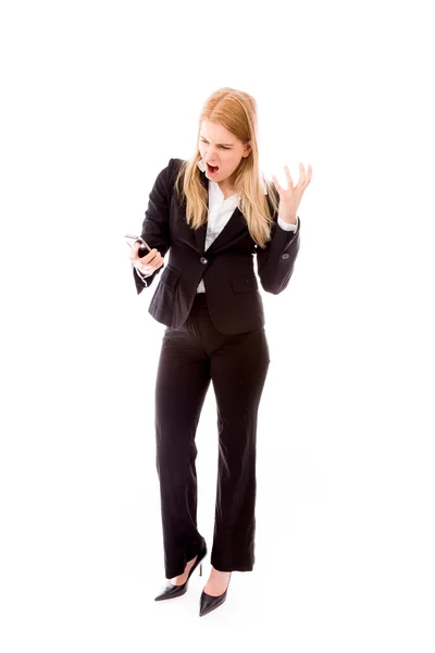 Zakenvrouw schreeuwen op telefoon — Stockfoto