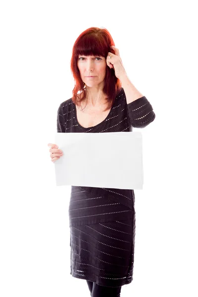 Woman showing a placard — Stock Photo, Image