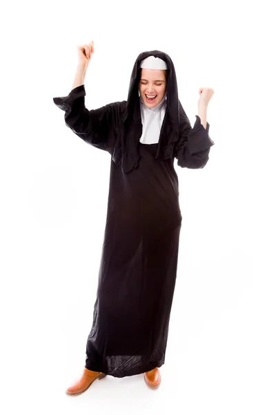 Nun celebrating success — Stock Photo, Image