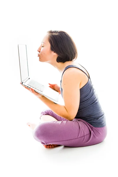 Woman sends kisses — Stock Photo, Image