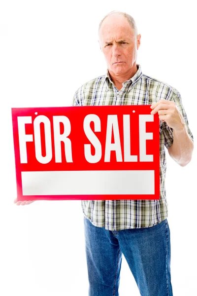 Man with sale sign — Stock Photo, Image