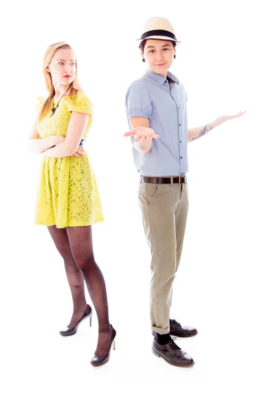 Couple standing back to back — Stock Photo, Image