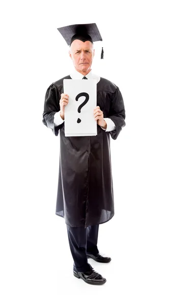 Graduate question mark sign placard — Stock Photo, Image