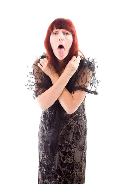 Žena trčí jazyk — Stock fotografie