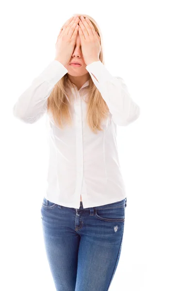 Woman covering face — Stock Photo, Image