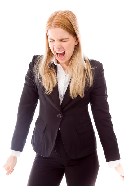 Zakenvrouw schreeuwen in frustratie — Stockfoto