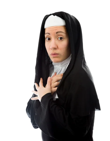 Nun looking scared — Stock Photo, Image