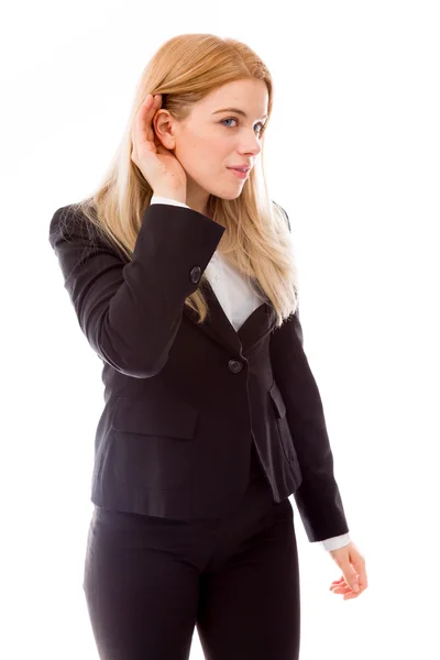 Businesswoman trying to listen — Stock Photo, Image