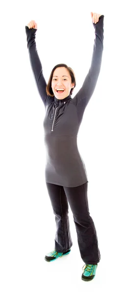 Donna con le braccia alzate — Foto Stock