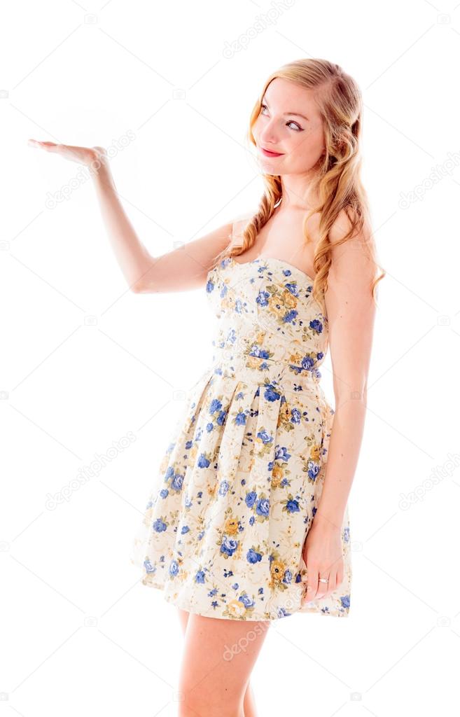 Woman with arm outstretched