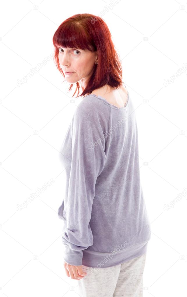 Woman looking over shoulder