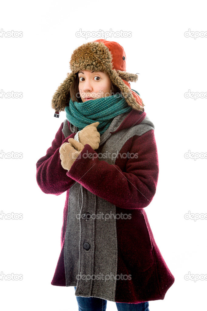 Woman shivering in cold