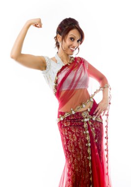 Woman showing her muscle