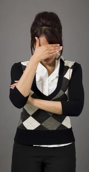 Businesswoman hiding her face — Stock Photo, Image