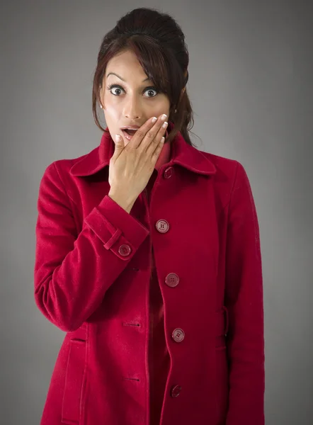 Woman with shocked expression — Stock Photo, Image