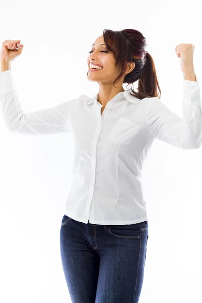 Mujer celebrando el éxito — Foto de Stock