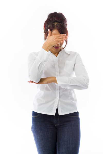 Woman hiding her face