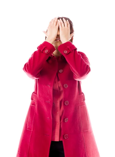 Vrouw bedekking gezicht — Stockfoto