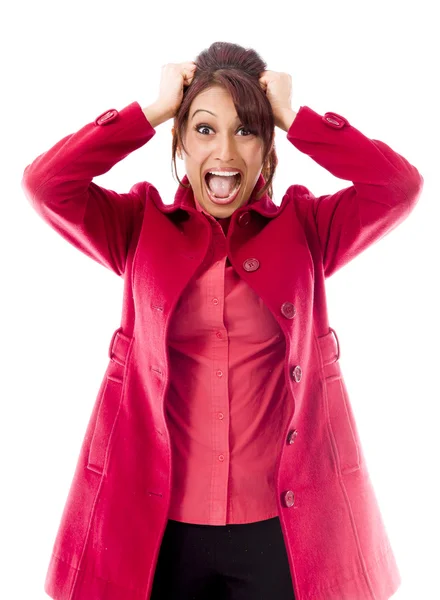 Woman screaming in frustration — Stock Photo, Image