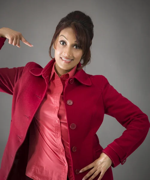 Woman wijzend zichzelf — Stockfoto